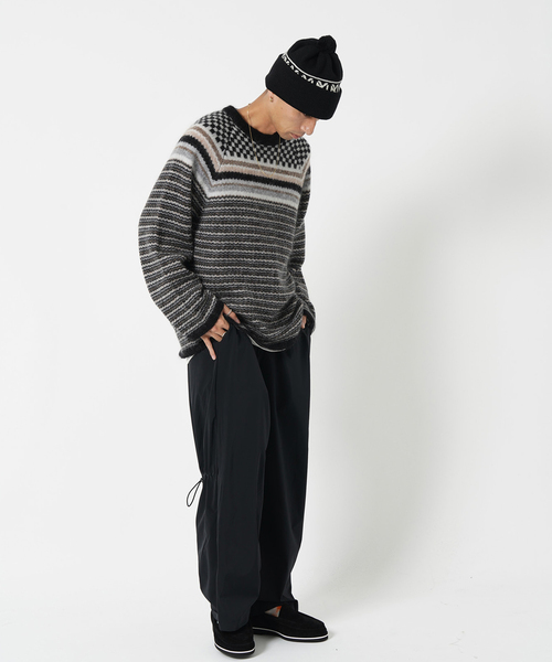 NOMA t.d.(ノーマティーディー)の「【NOMA T.D. / ノ-マ・ティー・ディー】Checker Stripe Sweater(ニット/セーター・メンズ・チャコールグレー・3)」の4枚目の写真
