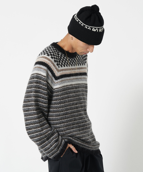 NOMA t.d.(ノーマティーディー)の「【NOMA T.D. / ノ-マ・ティー・ディー】Checker Stripe Sweater(ニット/セーター・メンズ・チャコールグレー・3)」の7枚目の写真