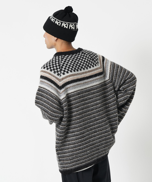 NOMA t.d.(ノーマティーディー)の「【NOMA T.D. / ノ-マ・ティー・ディー】Checker Stripe Sweater(ニット/セーター・メンズ・チャコールグレー・3)」の8枚目の写真