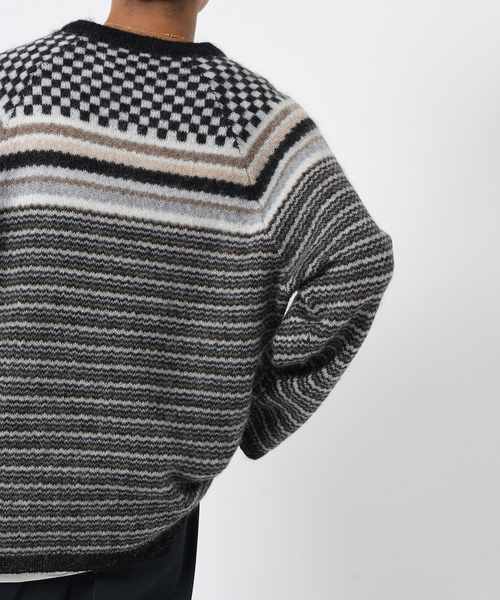 NOMA t.d.(ノーマティーディー)の「【NOMA T.D. / ノ-マ・ティー・ディー】Checker Stripe Sweater(ニット/セーター・メンズ・チャコールグレー・3)」の12枚目の写真