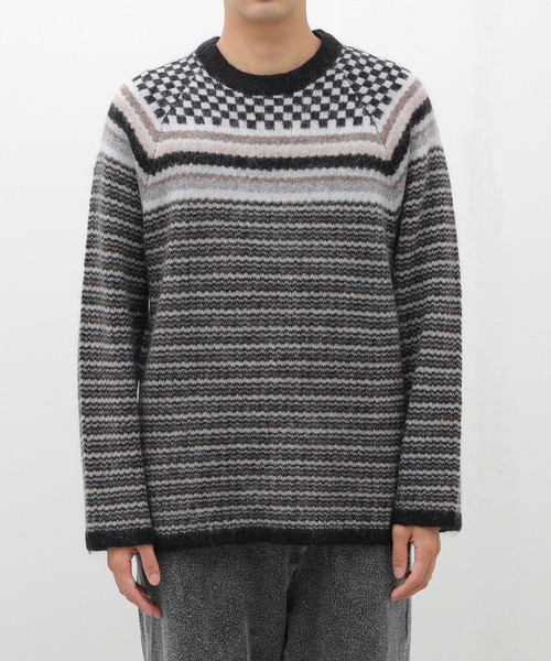 NOMA t.d.(ノーマティーディー)の「【NOMA T.D. / ノ-マ・ティー・ディー】Checker Stripe Sweater(ニット/セーター・メンズ・チャコールグレー・3)」の13枚目の写真