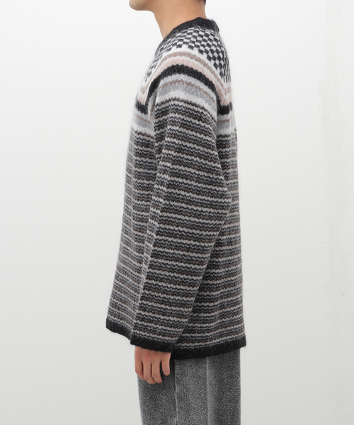NOMA t.d.(ノーマティーディー)の「【NOMA T.D. / ノ-マ・ティー・ディー】Checker Stripe Sweater(ニット/セーター・メンズ・チャコールグレー・3)」の16枚目の写真
