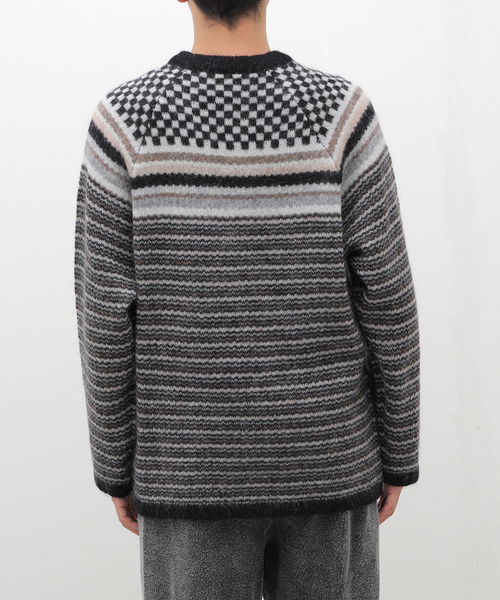 NOMA t.d.(ノーマティーディー)の「【NOMA T.D. / ノ-マ・ティー・ディー】Checker Stripe Sweater(ニット/セーター・メンズ・チャコールグレー・3)」の17枚目の写真