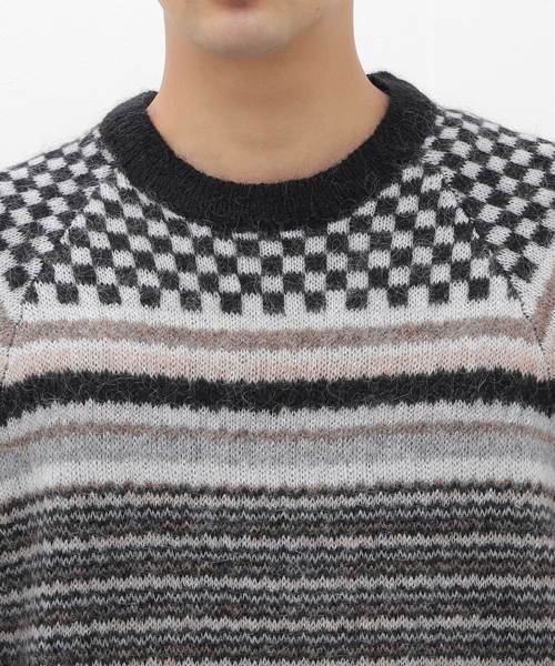 NOMA t.d.(ノーマティーディー)の「【NOMA T.D. / ノ-マ・ティー・ディー】Checker Stripe Sweater(ニット/セーター・メンズ・チャコールグレー・3)」の18枚目の写真