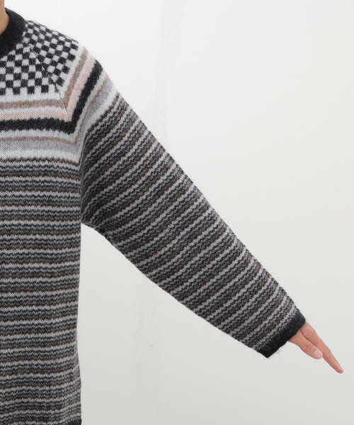 NOMA t.d.(ノーマティーディー)の「【NOMA T.D. / ノ-マ・ティー・ディー】Checker Stripe Sweater(ニット/セーター・メンズ・チャコールグレー・3)」の20枚目の写真