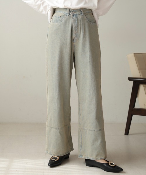 Bou Jeloud（ブージュルード）の「ケミカルウォッシュワイドデニムパンツ（デニムパンツ・レディース・ブルー/ブラック/ネイビー・FREE）」の3枚目の写真