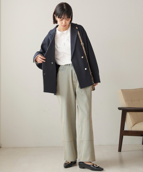 Bou Jeloud（ブージュルード）の「ケミカルウォッシュワイドデニムパンツ（デニムパンツ・レディース・ブルー/ブラック/ネイビー・FREE）」の4枚目の写真