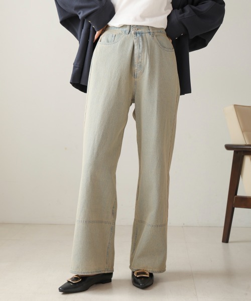 Bou Jeloud（ブージュルード）の「ケミカルウォッシュワイドデニムパンツ（デニムパンツ・レディース・ブルー/ブラック/ネイビー・FREE）」の5枚目の写真