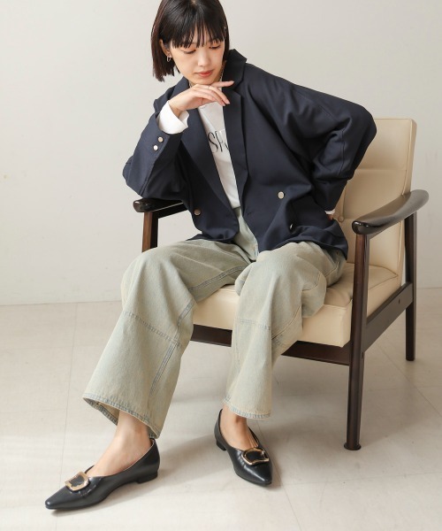 Bou Jeloud（ブージュルード）の「ケミカルウォッシュワイドデニムパンツ（デニムパンツ・レディース・ブルー/ブラック/ネイビー・FREE）」の6枚目の写真