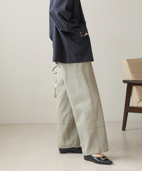 Bou Jeloud（ブージュルード）の「ケミカルウォッシュワイドデニムパンツ（デニムパンツ・レディース・ブルー/ブラック/ネイビー・FREE）」の8枚目の写真