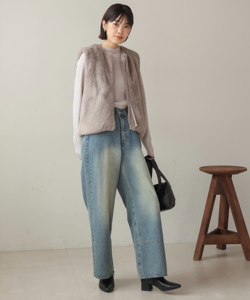 Bou Jeloud（ブージュルード）の「ケミカルウォッシュワイドデニムパンツ（デニムパンツ・レディース・ブルー/ブラック/ネイビー・FREE）」の19枚目の写真