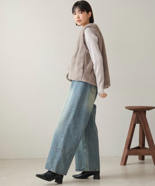 Bou Jeloud（ブージュルード）の「ケミカルウォッシュワイドデニムパンツ（デニムパンツ・レディース・ブルー/ブラック/ネイビー・FREE）」の20枚目の写真