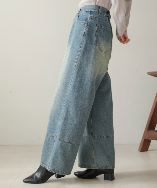 Bou Jeloud（ブージュルード）の「ケミカルウォッシュワイドデニムパンツ（デニムパンツ・レディース・ブルー/ブラック/ネイビー・FREE）」の21枚目の写真