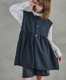 ウエストギャザーボタンベスト トップス ベスト レディース ジレ