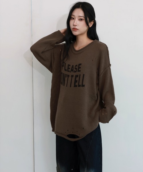 Rian de famille(pf必読専用レオナールニットセット セール】[UNISEX]ビンテージレタリングデザイン・オーバーサイズ