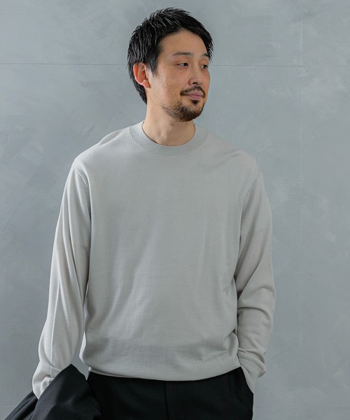 URBAN RESEARCH DOORS（アーバンリサーチドアーズ）の「LIFE STYLE TAILOR　マシンウォッシャブルハイゲージクルーニット（シャツ/ブラウス・メンズ・アイボリー/ブラック/グレー/グリーン・MEDIUM/LARGE）」の7枚目の写真