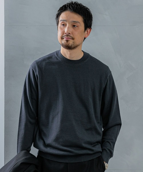 URBAN RESEARCH DOORS（アーバンリサーチドアーズ）の「LIFE STYLE TAILOR　マシンウォッシャブルハイゲージクルーニット（シャツ/ブラウス・メンズ・アイボリー/ブラック/グレー/グリーン・MEDIUM/LARGE）」の18枚目の写真