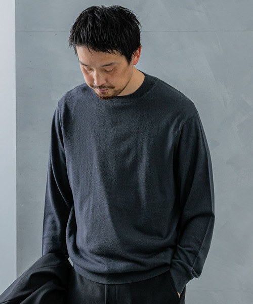 URBAN RESEARCH DOORS（アーバンリサーチドアーズ）の「LIFE STYLE TAILOR　マシンウォッシャブルハイゲージクルーニット（シャツ/ブラウス・メンズ・アイボリー/ブラック/グレー/グリーン・MEDIUM/LARGE）」の19枚目の写真