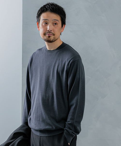 URBAN RESEARCH DOORS（アーバンリサーチドアーズ）の「LIFE STYLE TAILOR　マシンウォッシャブルハイゲージクルーニット（シャツ/ブラウス・メンズ・アイボリー/ブラック/グレー/グリーン・MEDIUM/LARGE）」の20枚目の写真