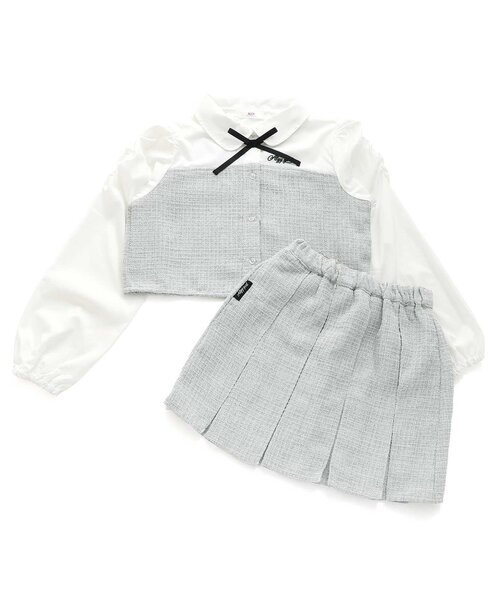 algy（アルジー）の「ガーリーツイードセットアップ（セットアップ・キッズ・グレー/アイボリー・MEDIUM/SMALL/XX-SMALL/X-SMALL）」の5枚目の写真
