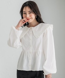 coca（coca） | ビッグカラー切り替えギャザーブラウス(シャツ/ブラウス)