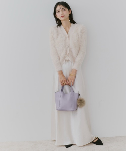 TITTY&CO.（ティティーアンドコー）の「フェイクレザーミニトートバッグ(ファーチャーム付き)（トートバッグ・レディース・ベージュ/グレー・FREE）」の8枚目の写真