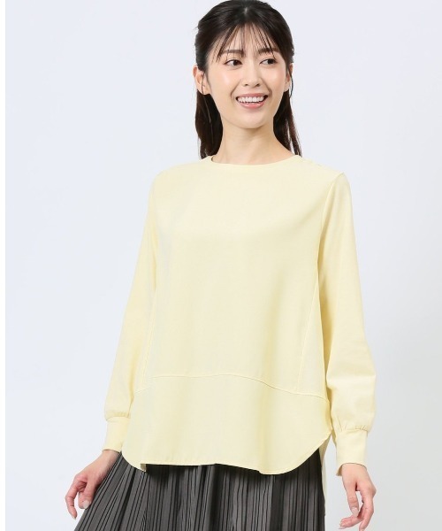 m.f.editorial（エムエフエディトリアル）の「【異素材切替】m.f.エディトリアル レディース クルーネック 長袖プルオーバー（ニット/セーター・レディース・イエロー/ホワイト/グレー系その他2・LARGE/MEDIUM）」の3枚目の写真