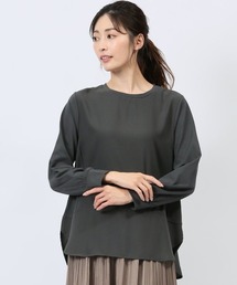 【異素材切替】m.f.エディトリアル レディース クルーネック 長袖プルオーバー