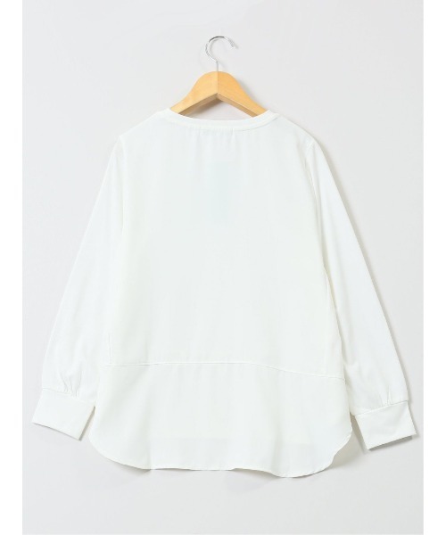 m.f.editorial（エムエフエディトリアル）の「【異素材切替】m.f.エディトリアル レディース クルーネック 長袖プルオーバー（ニット/セーター・レディース・イエロー/ホワイト/グレー系その他2・LARGE/MEDIUM）」の12枚目の写真