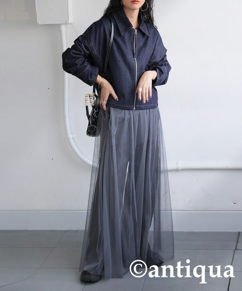 antiqua(アンティカ)の「ショートデニムジャケット(デニムジャケット・レディース・グレー/インディゴブルー・ONESIZE)」の16枚目の写真