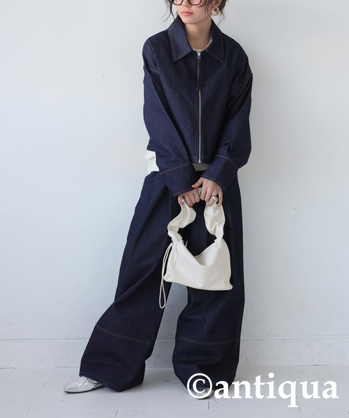 antiqua(アンティカ)の「ショートデニムジャケット(デニムジャケット・レディース・グレー/インディゴブルー・ONESIZE)」の21枚目の写真