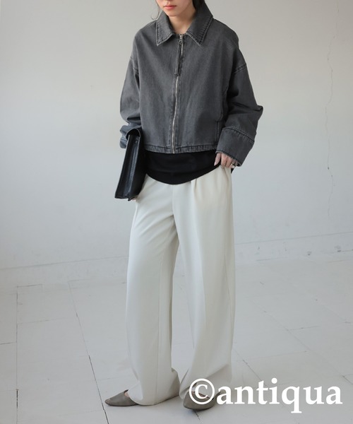 antiqua(アンティカ)の「ショートデニムジャケット(デニムジャケット・レディース・グレー/インディゴブルー・ONESIZE)」の13枚目の写真