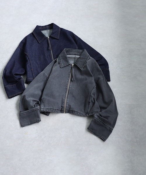 antiqua(アンティカ)の「ショートデニムジャケット(デニムジャケット・レディース・グレー/インディゴブルー・ONESIZE)」の22枚目の写真