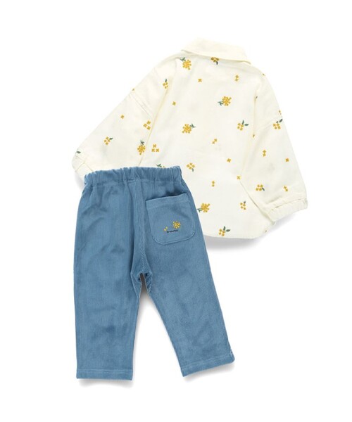 BRANSHES（ブランシェス）の「【おそろい】きんもくせい刺繍トップス＆ボトムスセット（その他ベビーウェア・キッズ・ネイビー/アイボリー・70/80）」の4枚目の写真