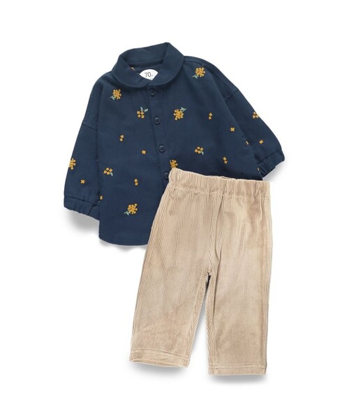 BRANSHES（ブランシェス）の「【おそろい】きんもくせい刺繍トップス＆ボトムスセット（その他ベビーウェア・キッズ・ネイビー/アイボリー・70/80）」の6枚目の写真