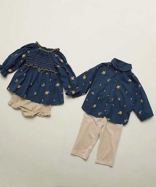 BRANSHES（ブランシェス）の「【おそろい】きんもくせい刺繍トップス＆ボトムスセット（その他ベビーウェア・キッズ・ネイビー/アイボリー・70/80）」の18枚目の写真