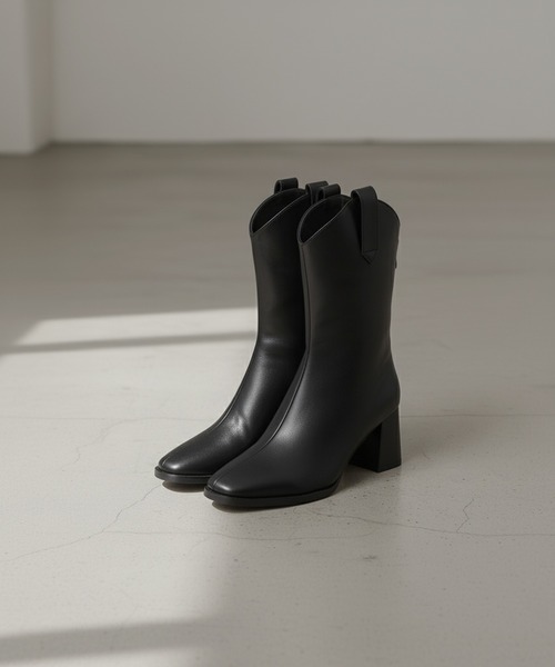 【セール】LIBERTYDOLL スクエアトゥ ミドル丈 ウエスタンブーツ（ブーツ）｜LibertyDoll（リバティードール）