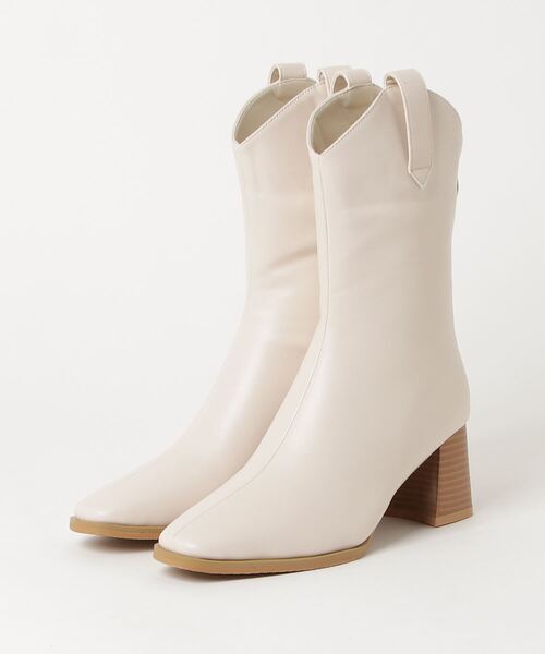 【セール】LIBERTYDOLL スクエアトゥ ミドル丈 ウエスタンブーツ（ブーツ）｜LibertyDoll（リバティードール）