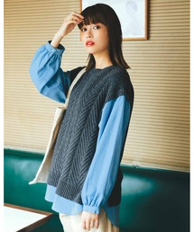 リブ　イン　コンフォート　着心地らくちん！知的なシャツドッキングニットチュニック