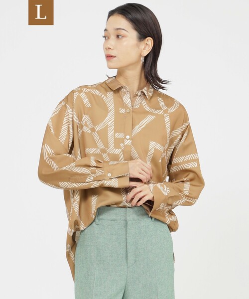 【セール】【L】【カタログ掲載品】【ウォッシャブル】ゼブラロゴプリントシャツ（シャツ/ブラウス）｜EVEX by KRIZIA（エヴェックスバイクリツィア）