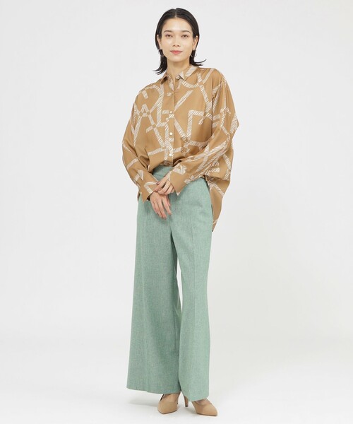 【セール】【L】【カタログ掲載品】【ウォッシャブル】ゼブラロゴプリントシャツ（シャツ/ブラウス）｜EVEX by KRIZIA（エヴェックスバイクリツィア）