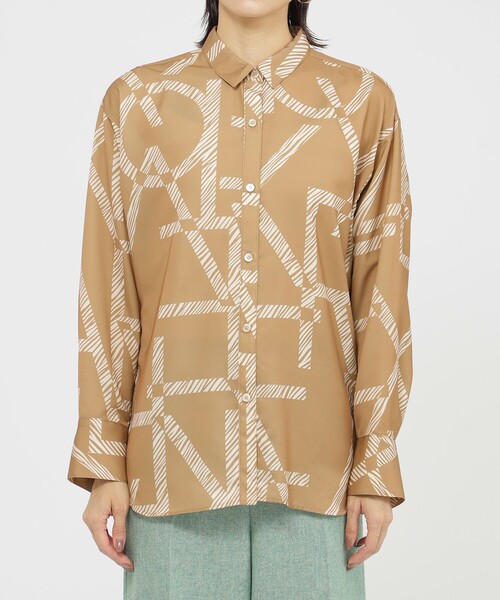 【セール】【L】【カタログ掲載品】【ウォッシャブル】ゼブラロゴプリントシャツ（シャツ/ブラウス）｜EVEX by KRIZIA（エヴェックスバイクリツィア）