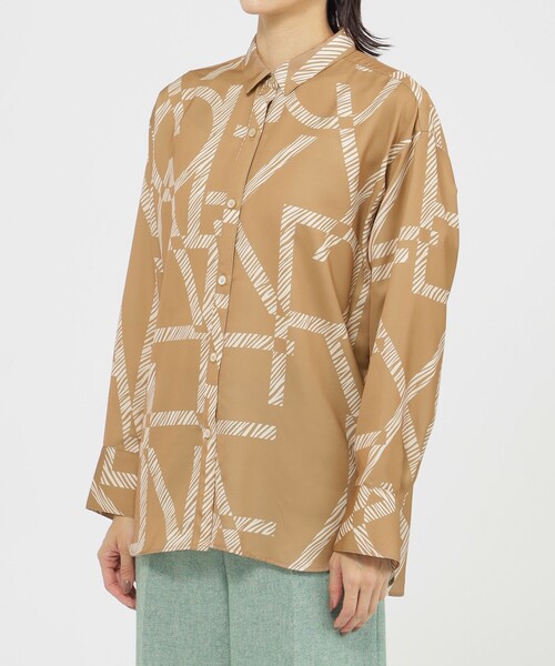 【セール】【L】【カタログ掲載品】【ウォッシャブル】ゼブラロゴプリントシャツ（シャツ/ブラウス）｜EVEX by KRIZIA（エヴェックスバイクリツィア）