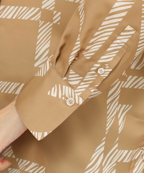 【セール】【L】【カタログ掲載品】【ウォッシャブル】ゼブラロゴプリントシャツ（シャツ/ブラウス）｜EVEX by KRIZIA（エヴェックスバイクリツィア）