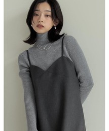 [低身長サイズ有]起毛ツイル切り替えデザインキャミワンピース