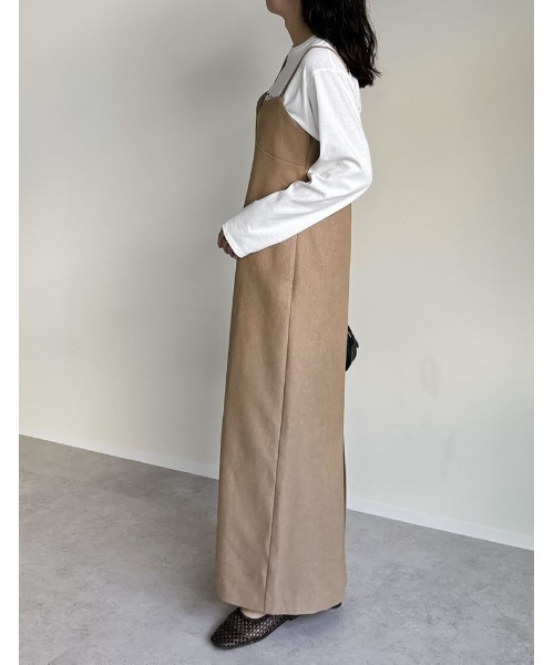 [低身長サイズ有]起毛ツイル切り替えデザインキャミワンピース（ワンピース）｜Re:EDIT（リエディ）