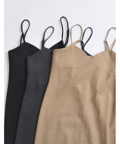 [低身長サイズ有]起毛ツイル切り替えデザインキャミワンピース（ワンピース）｜Re:EDIT（リエディ）