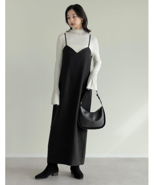 [低身長サイズ有]起毛ツイル切り替えデザインキャミワンピース（ワンピース）｜Re:EDIT（リエディ）