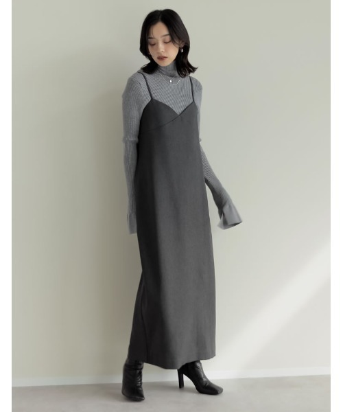 [低身長サイズ有]起毛ツイル切り替えデザインキャミワンピース（ワンピース）｜Re:EDIT（リエディ）