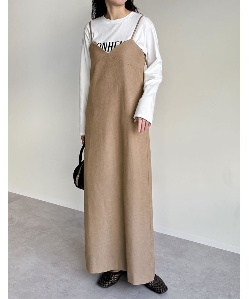 [低身長サイズ有]起毛ツイル切り替えデザインキャミワンピース（ワンピース）｜Re:EDIT（リエディ）